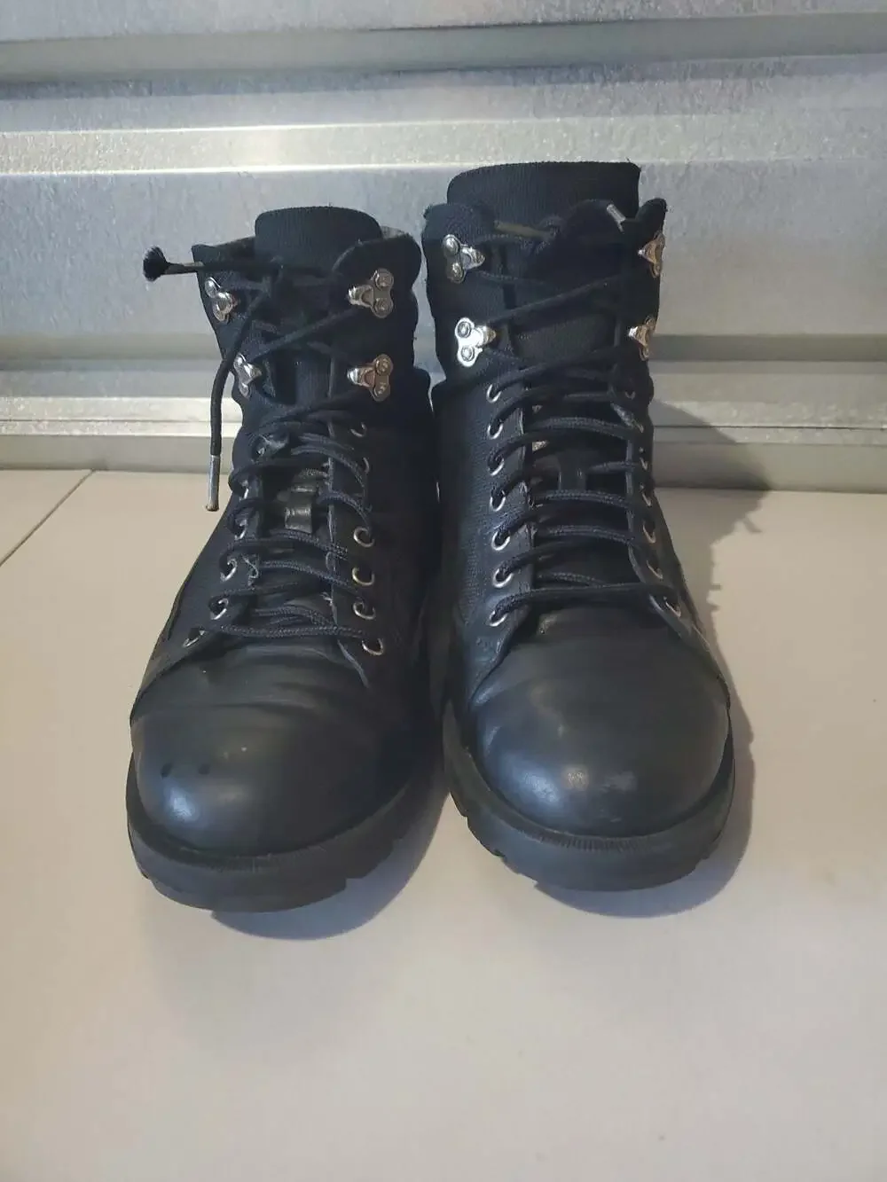 Gucci Men's Black Leather and Canvas GG Embossed Combat Boots